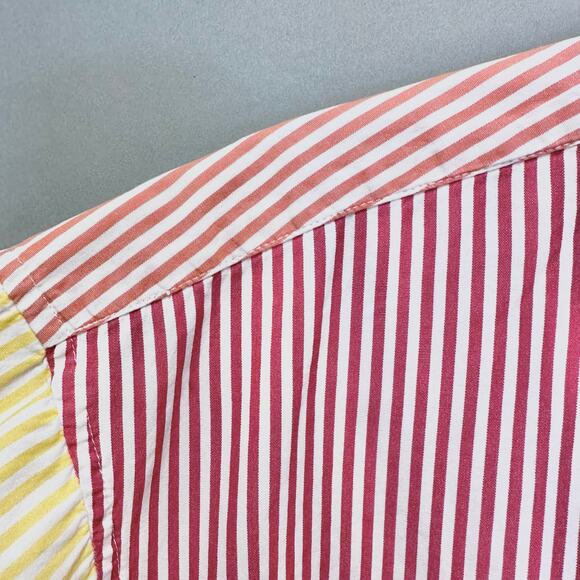 IZOD Colorblock Stripe Shirt Mens Large Patchwork Pastel Short Sleeve Cotton - Picture 7 of 16